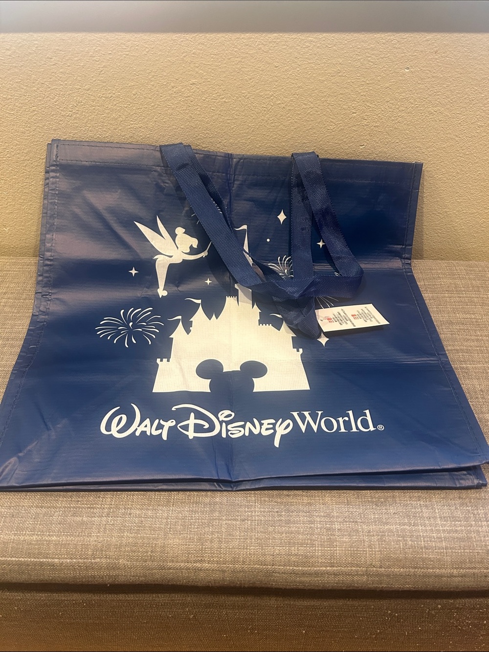 Disney Navy Blue Walt Disney World Tote Bag with White Castle & Tinker Bell